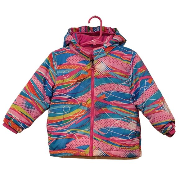 LL Bean Pink Vintage-Style Sweater-Print Puffer Jacket, Youth Size 2T Thinsulate - Picture 3 of 10